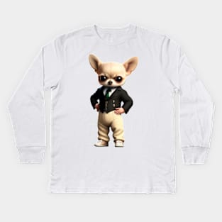 Chihuahua gentleman Kids Long Sleeve T-Shirt